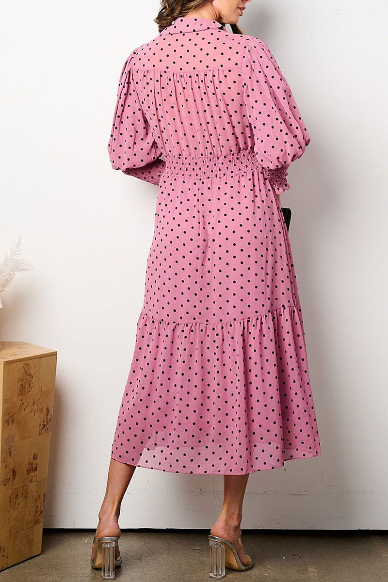 Vestido Saraí rosado con puntos