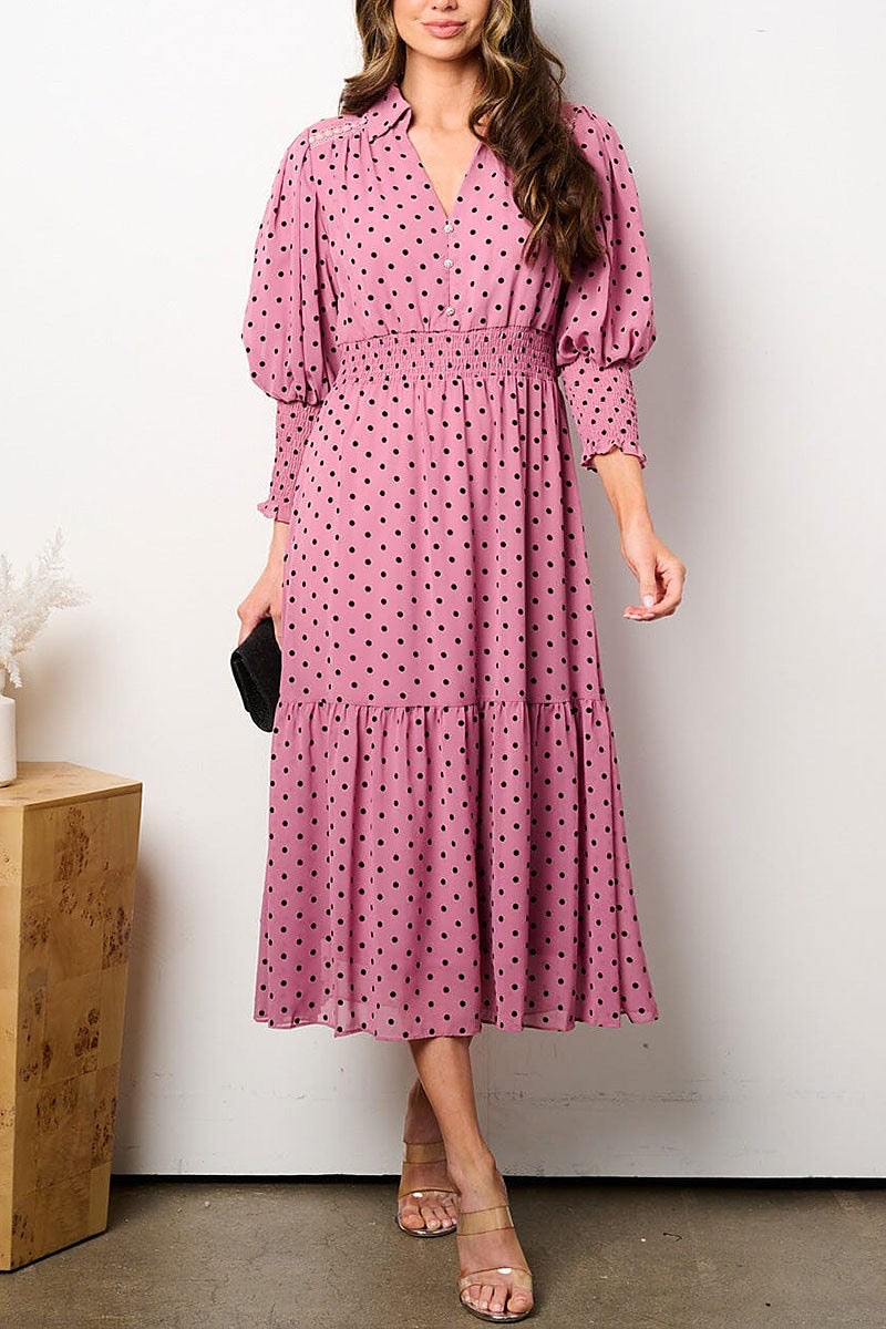 Vestido Saraí rosado con puntos